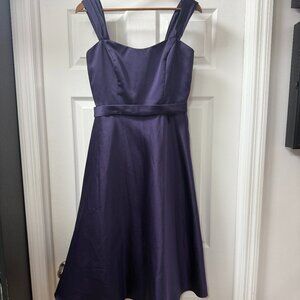 David’s Bridal Dark Purple Bridesmaid Wide strap style F14556 dress Size 10